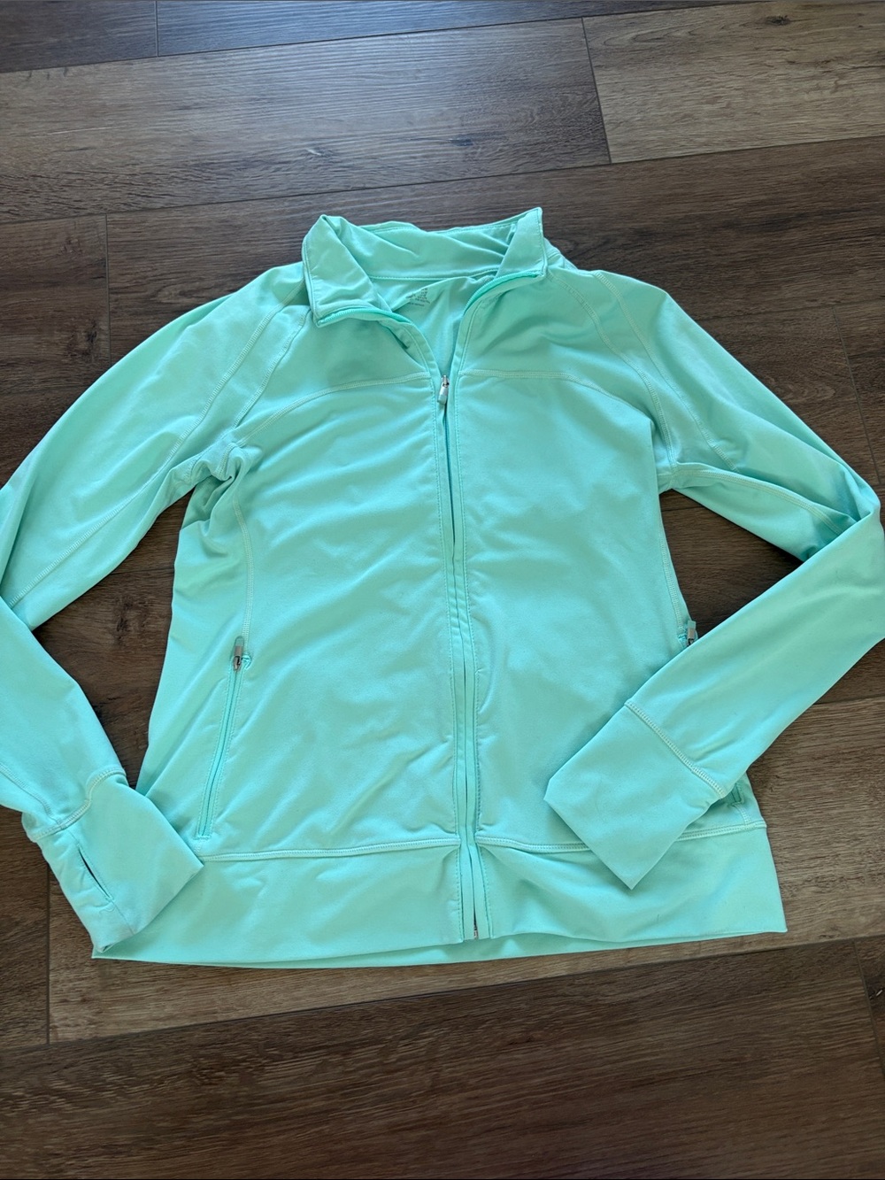 GAPfit Aqua Blue Green Full-Zip Fitness Jacket with Thumbholes Running Workout